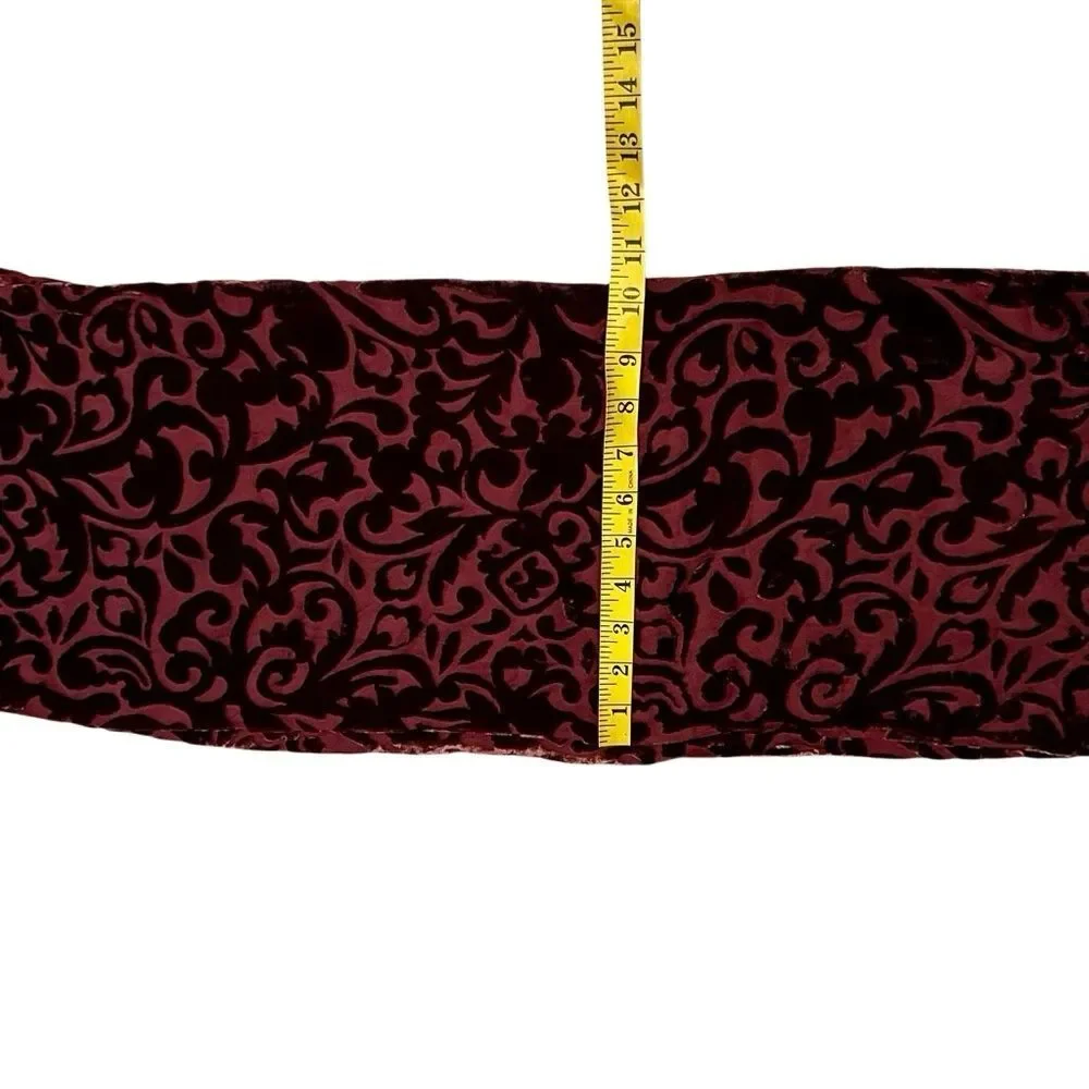 Vintage Velvet Burnout Scarf Wine burgundy Classic Boho Equestrian Timeless